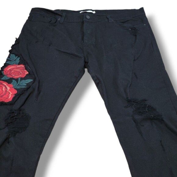 Golden Denim Jeans Size 42 W44"xL35" Embroidered Embroidery Distressed Ankle Zip - Picture 4 of 10